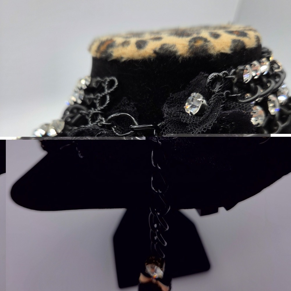 Betsey Johnson Black Multi Strand Skull Rhinestone Lace Gothcore Necklace - Picture 5 of 7